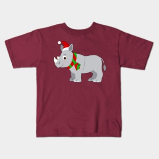 Cute Rhino Dressed for the Holidays Kids T-Shirt